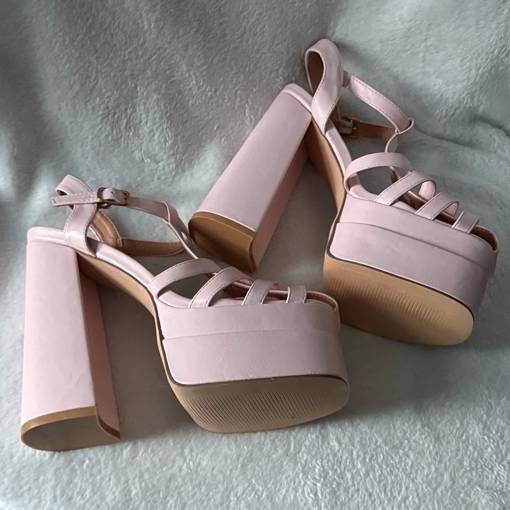 Lady GoDiva Elegant Pink Platform Heels Shoes Women’s Size 7 Hippie Y2K‎